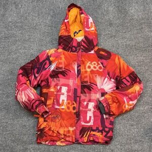 686 Jacket Youth Medium Multicolor Floral Hooded Waterproof Insulated Ski Winter